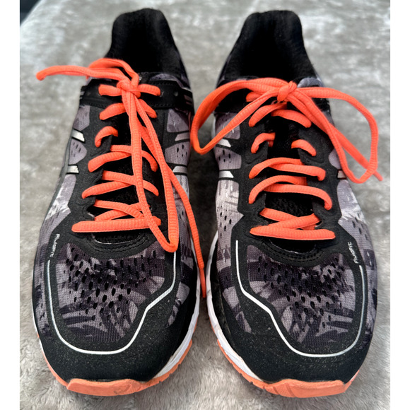 Asics Gel Kayano 22 Black Neon Orange Gray Running Shoes Sneakers Womens Size 9 - Picture 1 of 8